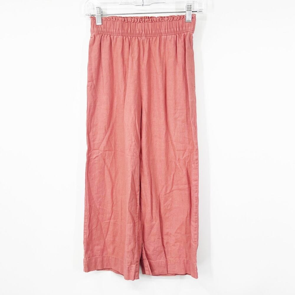 Abercrombie & Fitch Pink High Rise Pull-On Cropped Pants Linen Blend SHORT